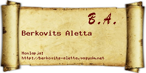 Berkovits Aletta névjegykártya